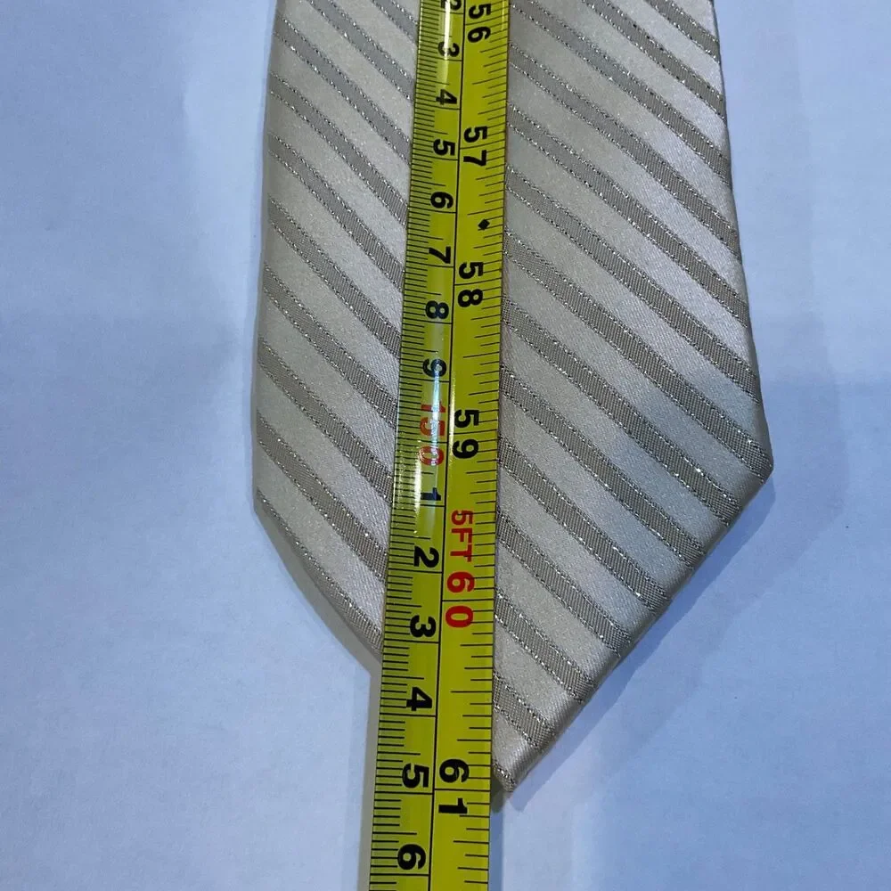 Stafford Signature Men's Long 61” Neck Tie gold sparkle 97% Silk Holiday tie